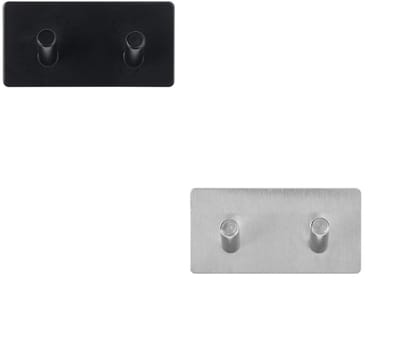 Zwart of Zilver dubbel handdoekhaakje zelfklevend Five® (kleurkeuze niet mogelijk) - Zelfklevend | Ophangen zonder boren