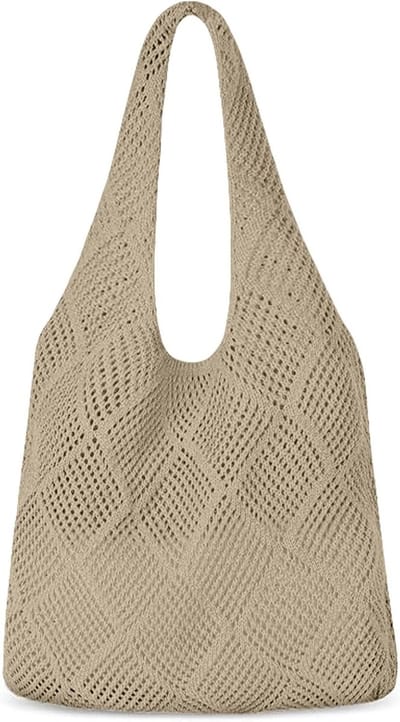 Holle geweven schoudertassen voor dames in retrostijl - kaki, handgebreide tas met vintage look