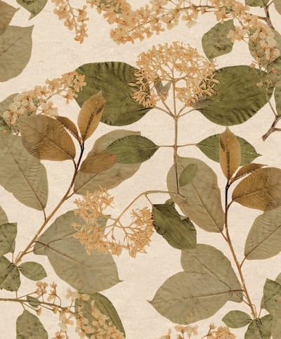 Decoprint Herbarium Behang met bladeren en bloemen - HE27231   5415058080518   Behang