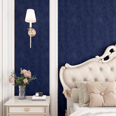 SnelShoppen - Zelfklevend Wallpaper Donkerblauw Velvet 40x200cm - Non-woven Wanddecoratie voor Slaapkamer en Woonkamer - Luxe Interieurstijl