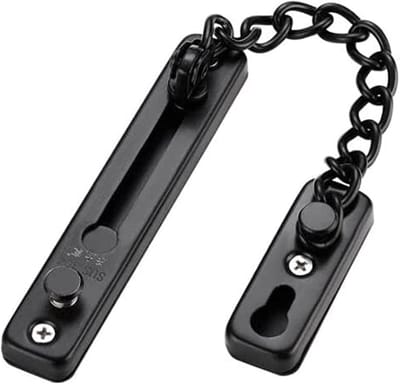 Deurketting Sluiting - Veiligheidsketting Deur - Extra Beveiliging - Roestvrij Staal - 15 cm Ketting - Zwart