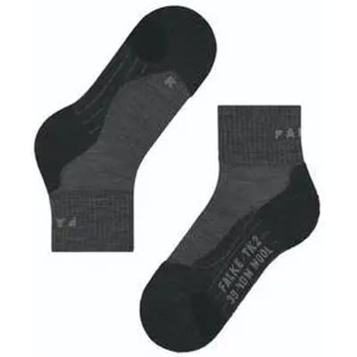 FALKE TK2 Wool Short anti-blaar dik wol functioneel materiaal wandelsokken dames grijs - maat 35-36
