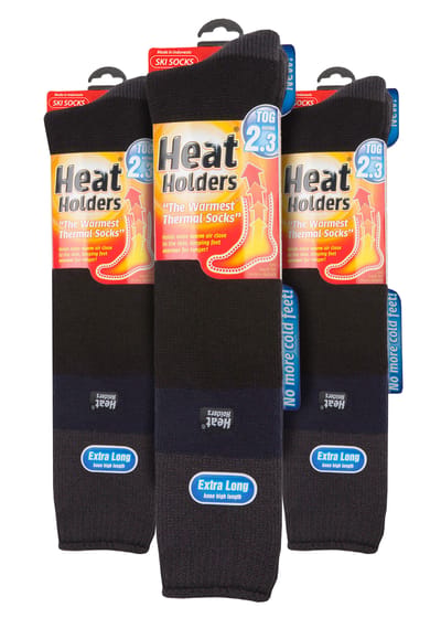 Heat Holders lange thermisch gestreepte skisokken voor heren - Zwart / Marine