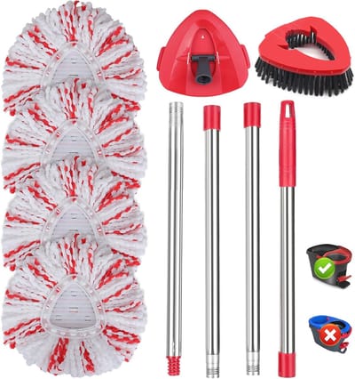 3-in-1 Dweilmop Vervangende Set met Microvezel en Multifunctionele Borstel voor Efficiënte Vloerreiniging