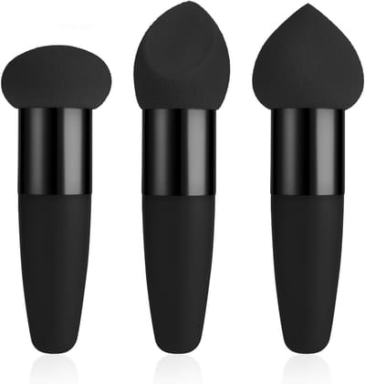 Set van 3 Make-up Sponzen en Mini Angled Borstels voor Foundation en Concealer Applicatie, Perfect voor Nauwkeurige Make-up en Eyebrow Styling
