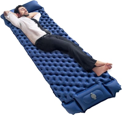 Kampeer Matras - Slaapmat Opblaasbaar - Outdoor Slapen - Ingebouwde Pomp - 195x63x6 cm - Paarsblauw