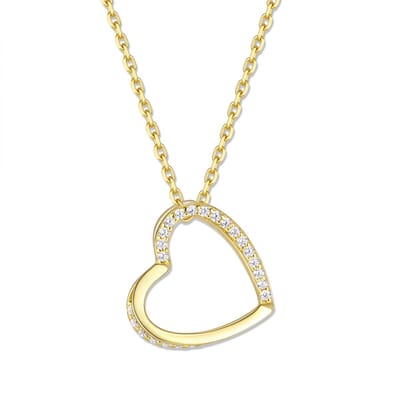 New Bling 9NB-1644 – Zilveren hart ketting – Met zirkonia – Goudkleurig – 925 zilver – 40+5 cm - Dames