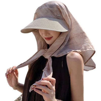 Modieuze Sjaal Hoofddoek Hoed Nekbescherming UV-bescherming Zonnehoed Pet gray