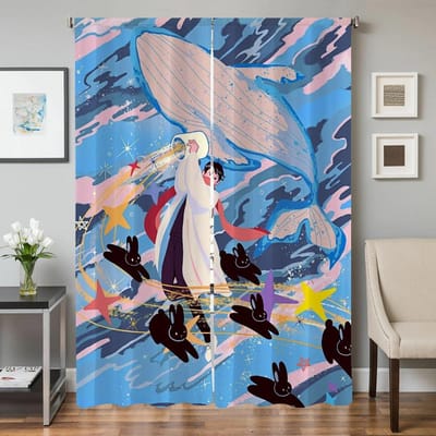 Raam Keukengordijnen voor Woonkamer 2 Stuks Verduisterende Gordijnen Deurgordijn Illustratie Jongen Scheidingswand Slaapkamerdecoratie W50xH70cmx2pcs-CL gray