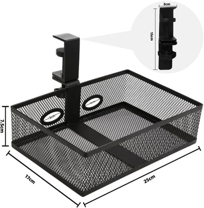 Ynkkvre -360° Draaibare Onder-Bureau Organizer – Metalen Lade met Klembevestiging – Zonder Boren – Kabelbeheer & Opbergruimte voor Bureau