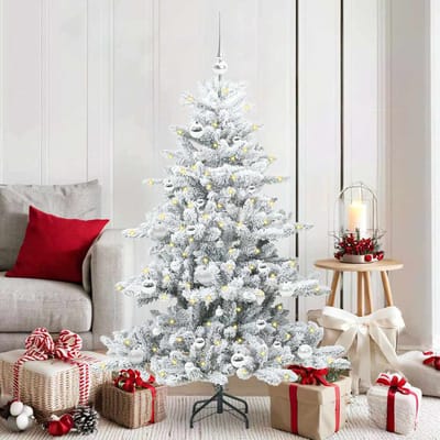 vidaXL - Kunstmatige - Hinged - Kerstboom - Wit - 150 - cm - PVC - en - Staal