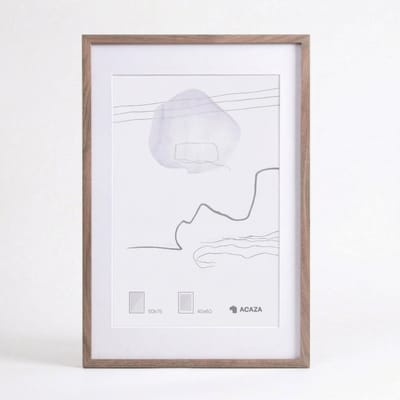 ACAZA Fotolijst - Fotokader - Premium Fotolijst met Fineer Hout - 50x75 cm - Smoked Oak - Passe-Partout - 40x60 cm