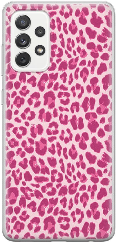 Leuke Telefoonhoesjes - Hoesje geschikt voor Samsung Galaxy A52 5G - Luipaard roze - Soft case - TPU - Luipaardprint - Roze