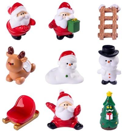 Dailygoods- Kerstdecoratie Mini Figuur - Set van 12 Stuks van Hars - Kerstman/Sneeuwpoppen - Binnen/Buitendecoratie - Bureauversiering - Perfect voor de Feestdagen - Kerstfiguren