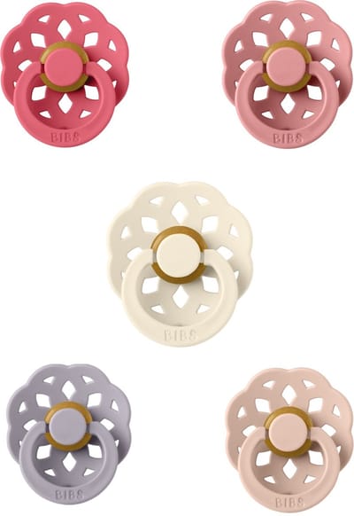 BIBS Boheme Fopspeen set 5 stuks Coral,Dusty PinkDusky Lilac,Blush en Ivory 6-18 maanden maat 2