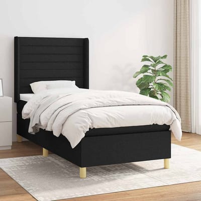 vidaXL - Boxspring - met - matras - stof - zwart - 90x190 - cm