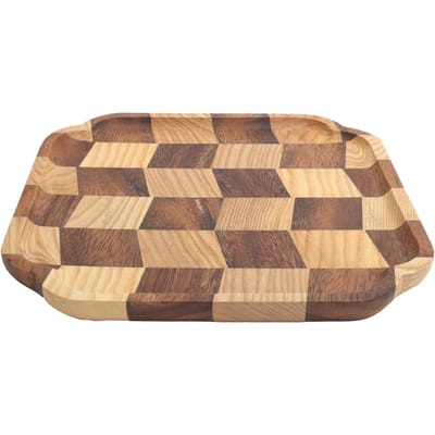 Houten Pan Thee Dienblad Schaal Kom Fruit Salade Brood Serveerschaal Keuken Tafelgerei 25x25cm