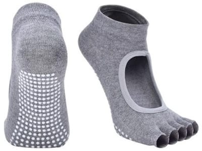 Scoby - Yoga sokken - Pilates - Grip Socks - Open teen - Ademend - Antislip - Grijs