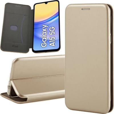 Hoesje geschikt voor Samsung Galaxy A15 - Wallet Book Case Goud