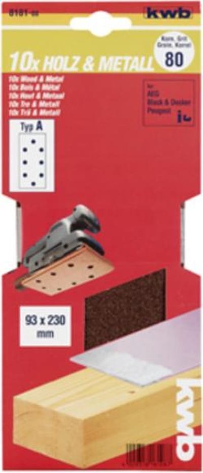 KWB schuurstrook 93 x 230 mm - Korrel 80 - 818108 - 10 stuks