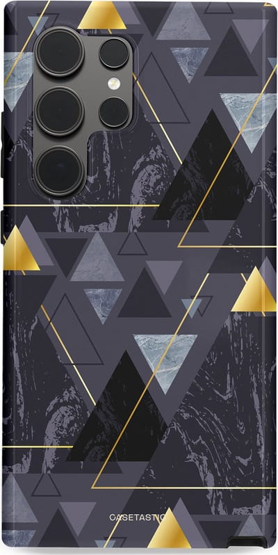 Casetastic hoesje geschikt voor Samsung Galaxy S24 Ultra - Dubbellaagse bescherming - Zwart Goudpatroon - Fashion Case - Donkergrijs Grijs