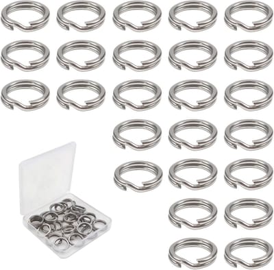 30 Stuks Platte Splitringen 10mm Kleine Sleutelhanger Lussen RVS Sleutelhanger Ringen voor Vissen, Haken en Creatieve Projecten