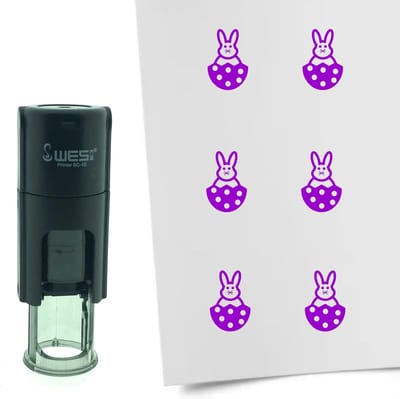 CombiCraft Stempel Paashaas in ei 10mm rond - paarse inkt