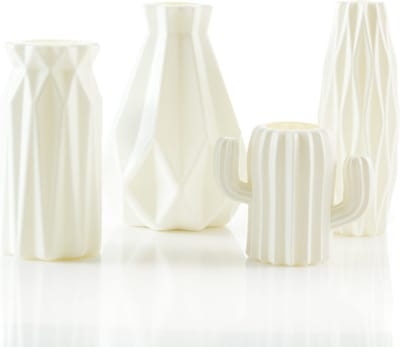 SET VAN 4 onbreekbare vaasjes wit - witte bloemenvaas kunststof vaas - bloemvaas decoratief vaasje