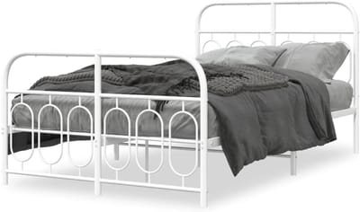 Stalen bedframe - Metaal bed - Slaapkamer inrichting - Met opbergruimte - 120 x 190 cm - Wit