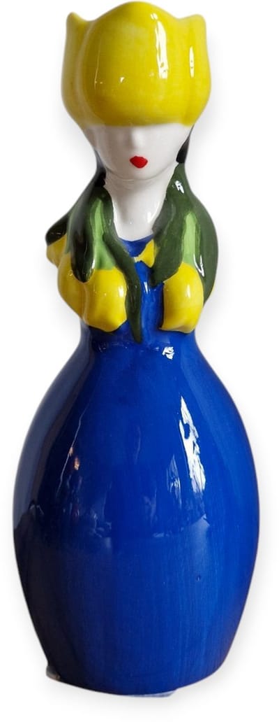 Daan Kromhout - Vaas - Tulpenvaas - Lucy Dutch Woman - Donkerblauw, Geel - Keramiek - 22 cm
