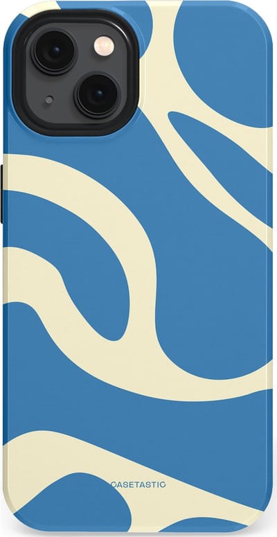 Casetastic hoesje geschikt voor Apple iPhone 13 - MagSafe - Dubbellaagse bescherming - Lichtblauwe water vlekken - Fashion Case - Lavendel Crème Lichtblauw