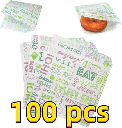 Rainbecom - 100 Stuks - 19 x 17 cm - Hamburger Zakje Papier - Vetvrij Papier - Papieren Zak voor Sandwiches - Groen