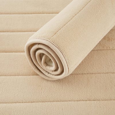 Traagschuim badmat, antislip, wasbaar en zacht, badkamertapijt, badmat, rechte lijn, beige, 50 x 80 cm