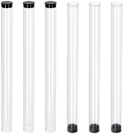 Dailygoods- Opslagbuizen 30 cm - 6 Stuks - Duurzaam - Zwarte Deksels - Platte Bodem - Kraal Containers - Voor Sieraden Opslag - Kraalcontainers