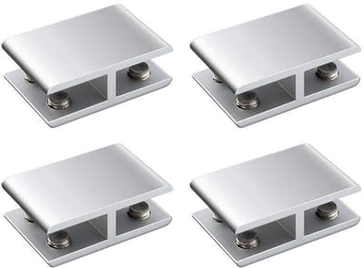Dailygoods- Glasclips Dubbelzijdig - Verstelbare Aluminium Beugel - Antislip Design - Geschikt voor 10-12 mm Dikke Glas - Eenvoudig te Installeren - Duurzaam en Roestvrij - Glasbeugels