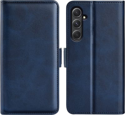MobyDefend Hoesje - Geschikt voor Samsung Galaxy A55 - Luxe Wallet Book Case (Sluiting Zijkant) - Blauw