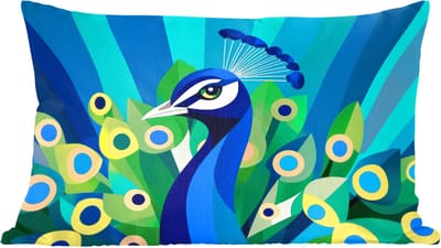 Sierkussens - Kussentjes Woonkamer - 60x40 cm - Pauw - Cirkels - Blauw