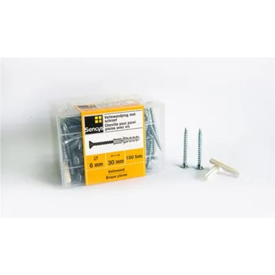 Sencys Vollewandplug Met Schroef Kunststof - Ø 6x30mm - 100 Stuks