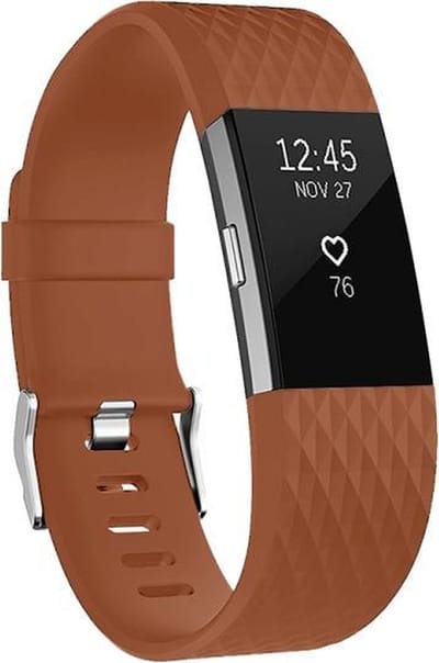 By Qubix - Compatible Fitbit bandje - Geschikt voor fitbit Charge 2 siliconen bandje - Maat: Small - Coffee - Horlogeband - smartwatchbandje