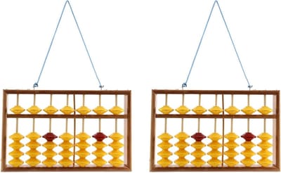 Houten Telraam - Abacus Soroban - Rekenen Leren - Niet-hangend Ontwerp - 33.2cm x 18.9cm - Geel