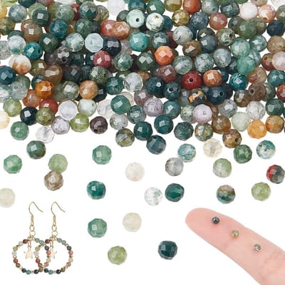 Approx. 232 stuks Indian Agate kralen, 3mm faceted natuurlijke agaat spacers voor DIY sieraden, gaten van 0.8mm, perfect voor kettingen en armbanden maken