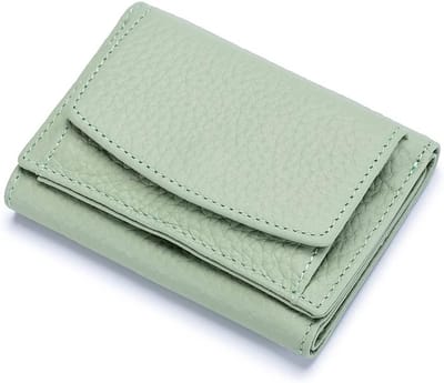 longziming -Dames Portemonnee van Echt Leer – Compacte Mini Geldbeugel met RFID-Bescherming, Münzvak en Meerdere Kaartsleuven – Kleine Wallet voor Dagelijks Gebruik – Groen