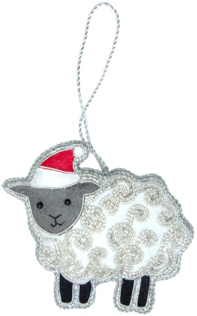 Kerstbal plat Schaap