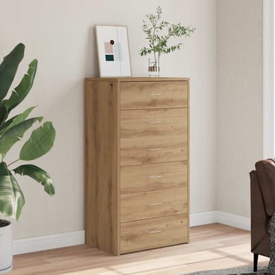 vidaXL - Dressoir - met - 6 - lades - 50x34x96 - cm - bewerkt - hout - artisanaal - eiken