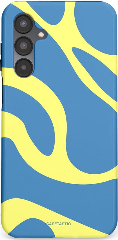 Casetastic hoesje geschikt voor Samsung Galaxy A16 - Dubbellaagse bescherming - Blauwe Gele Zee Stranden - Fashion Case - Lavendel Goud Lichtblauw
