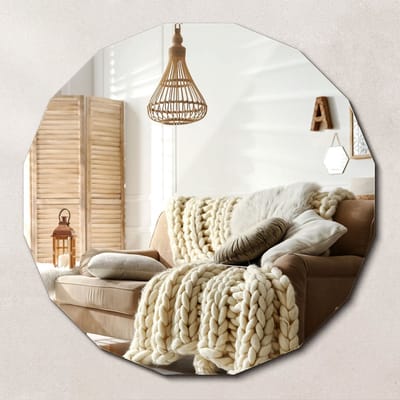 Wallfluent Spiegel - Moderne Geometrische Spiegel - 50 x 50 cm - Premium Wandspiegel - Stijlvolle Decoratieve Spiegel - Symmetrische Veelhoek - Minimalistisch Design - Badkamerspiegel - Scandinavische Interieurspiegel