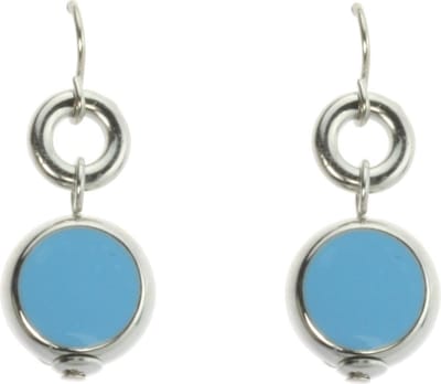 Behave - Oorhangers dames zilverkleur blauw - Rond design - Fris accent