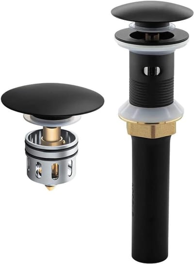 Wastafelafvoer - Afvoerstop Pop-up - Voorkom Verstoppingen - Ingebouwde Haarvanger - 1 1/2 inch - Mat Zwart