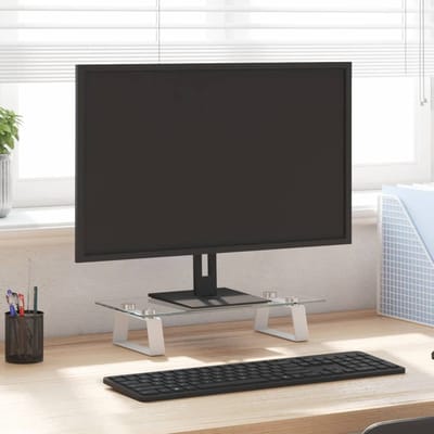 vidaXL - Monitorstandaard - 40x20x8 - cm - gehard - glas - en - metaal - wit