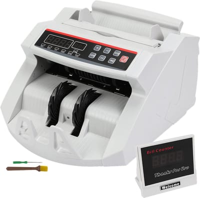 VEVOR Bankbiljettenteller Geldtelmachine 23,5x26x17 cm Biljettelmachine 7 KG Wit